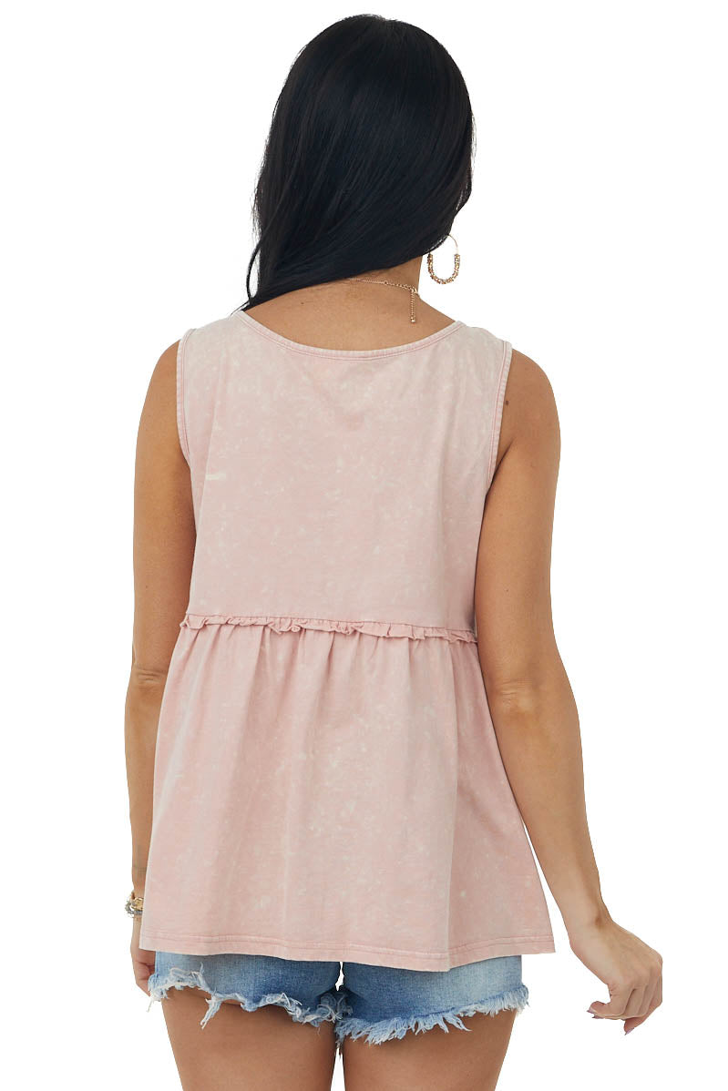 Dusty Blush Mineral Wash V Neck Knit Tank Top