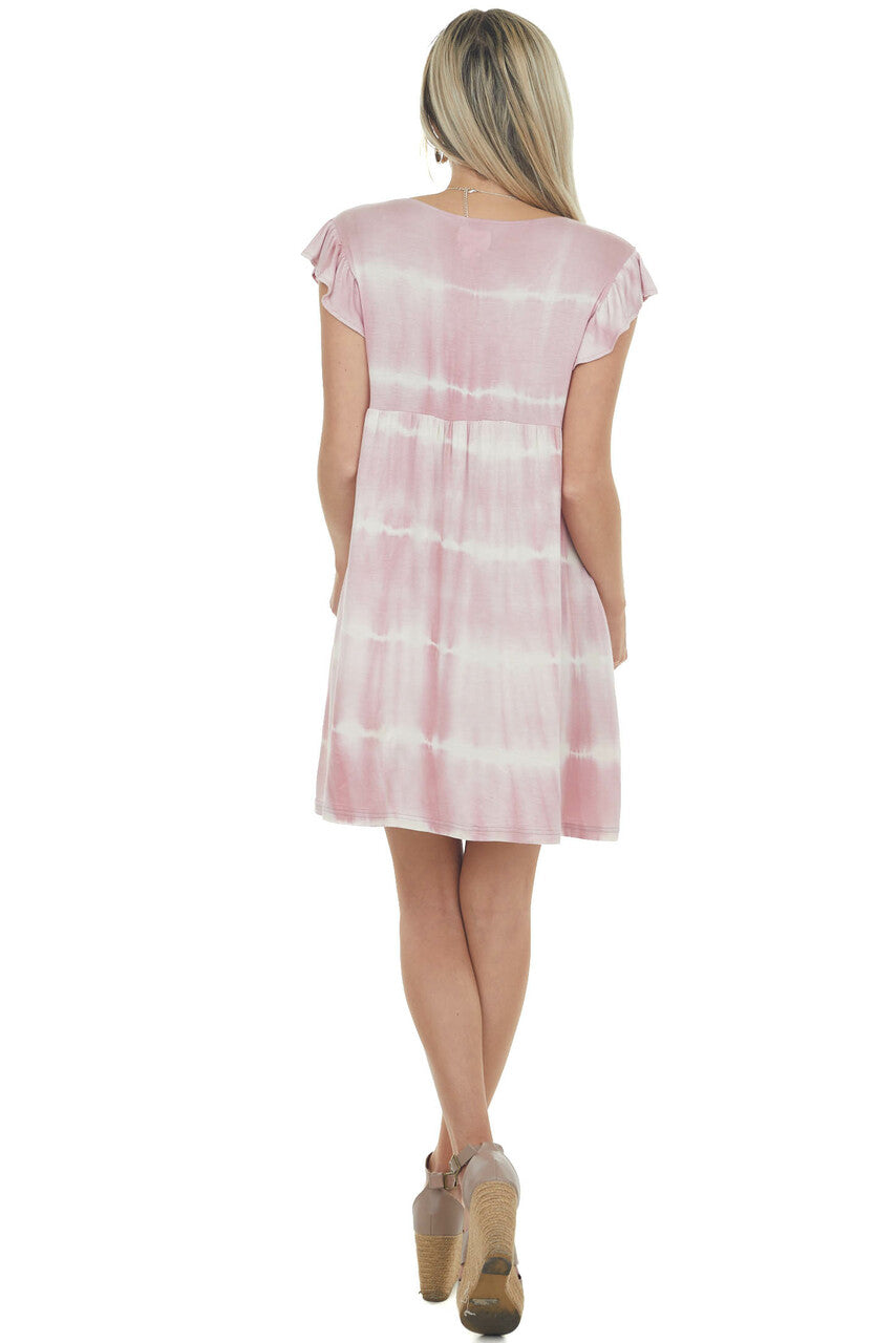 Dusty Blush Tie Dye Babydoll Short Dress