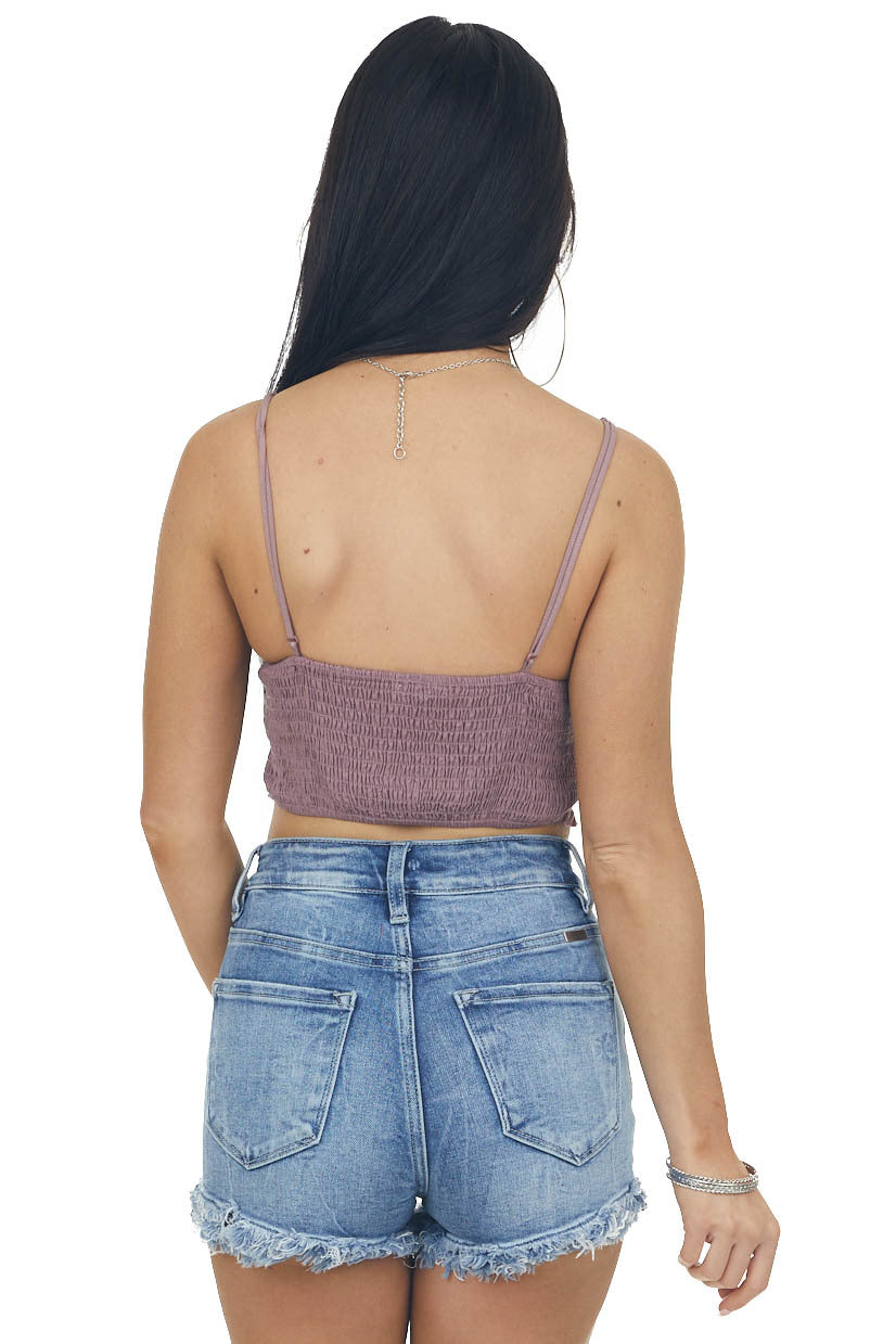 Dusty Mauve Floral Embroidered Frill Bralette