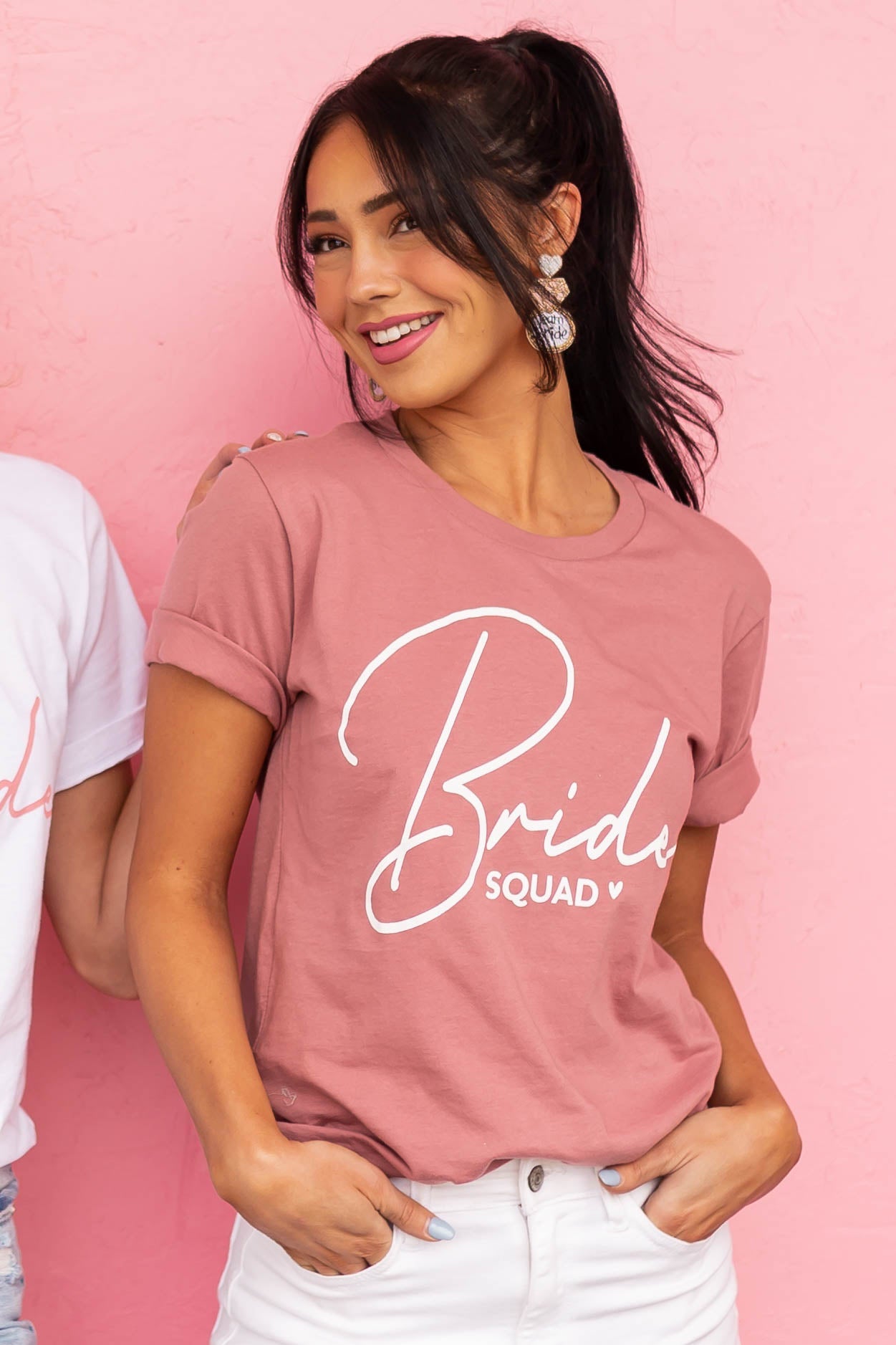 Dusty Rose 'Bride Squad' Script Graphic Tee