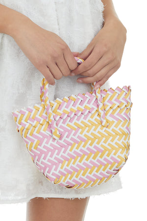 Dusty Rose and Light Amber Woven Handbag