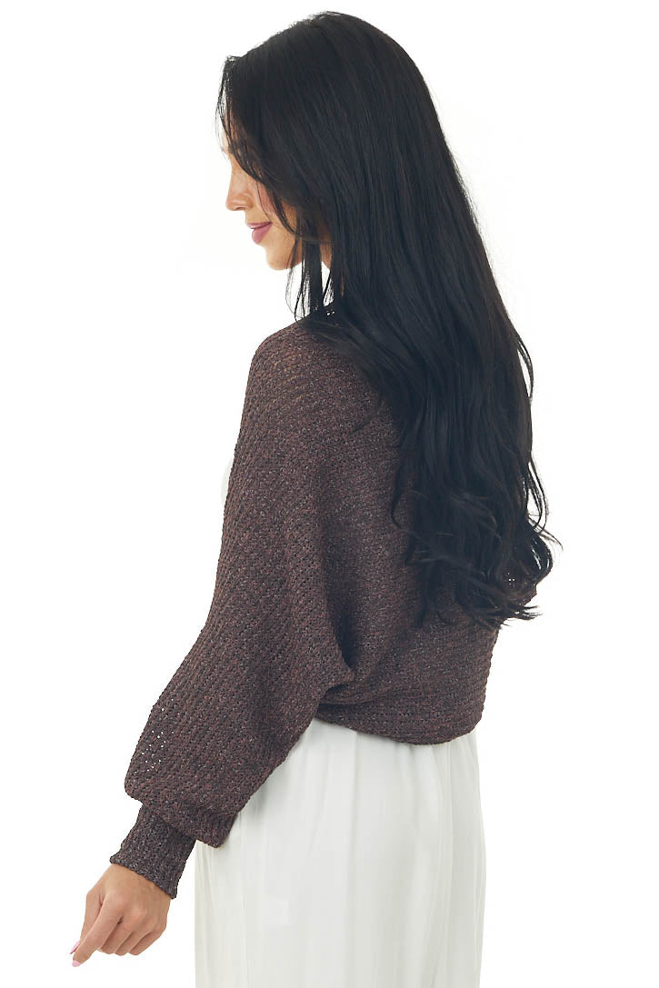 Eggplant Multi Tone Open Front Shrug Cardigan