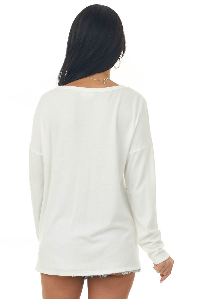 Eggshell and Black Lace Long Sleeve Top
