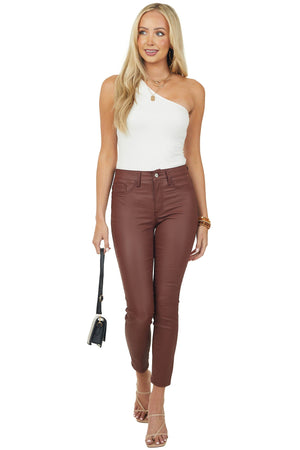 Faded Sangria High Waisted Faux Leather Pants