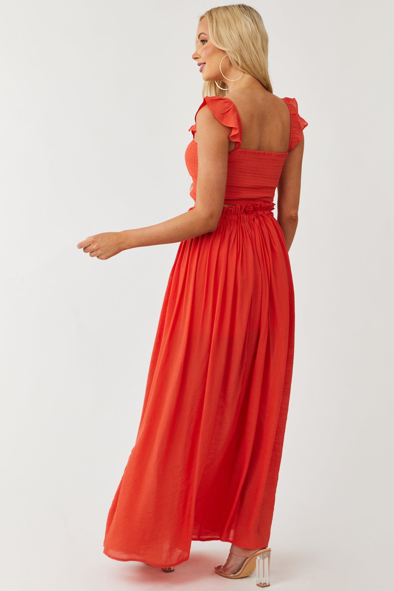Fire Crop Top and Maxi Skirt Two Piece Set