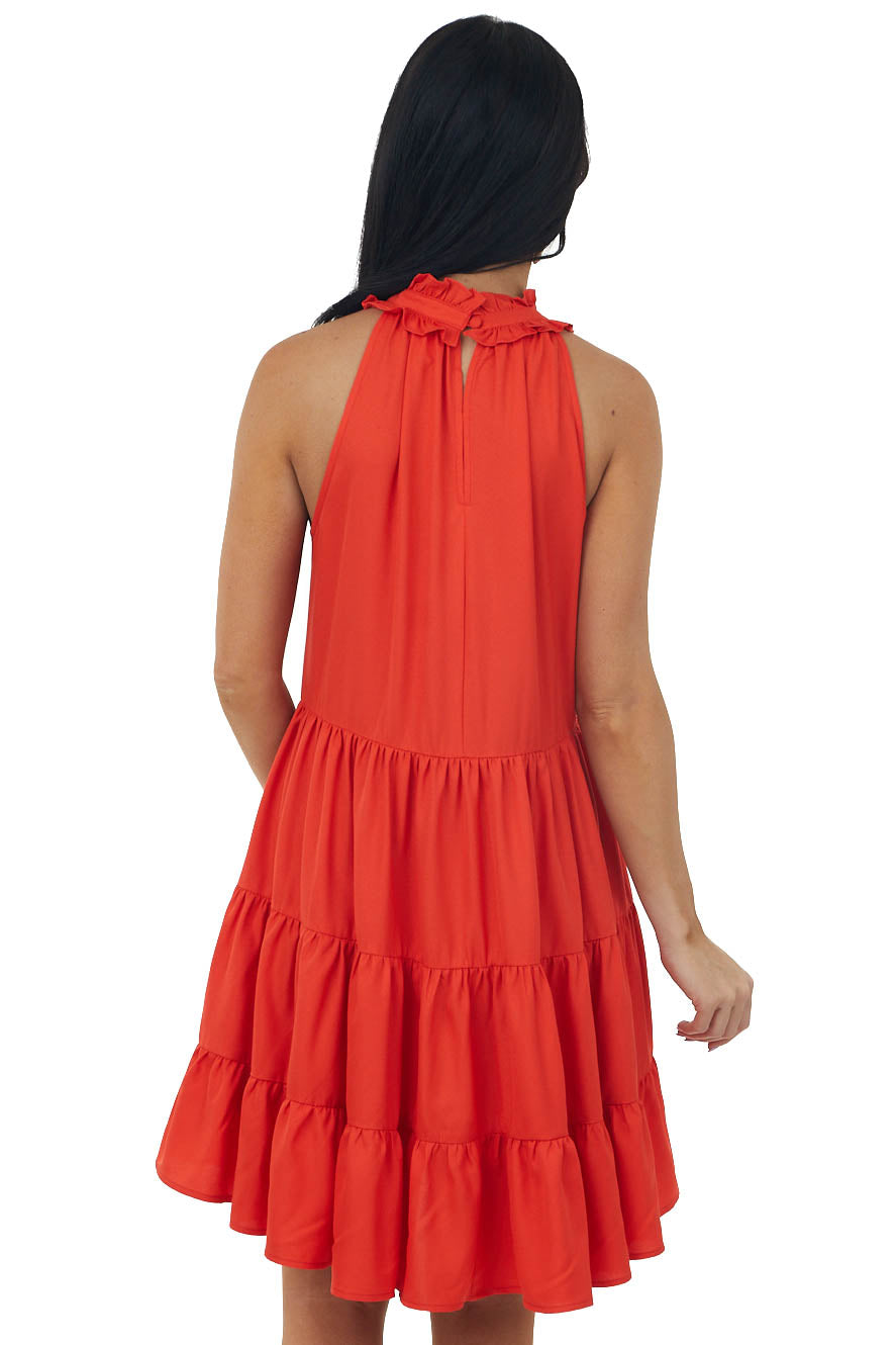 Fire Tiered Halter Neck Dress with Pockets