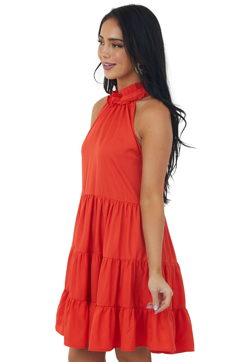 Fire Tiered Halter Neck Dress with Pockets