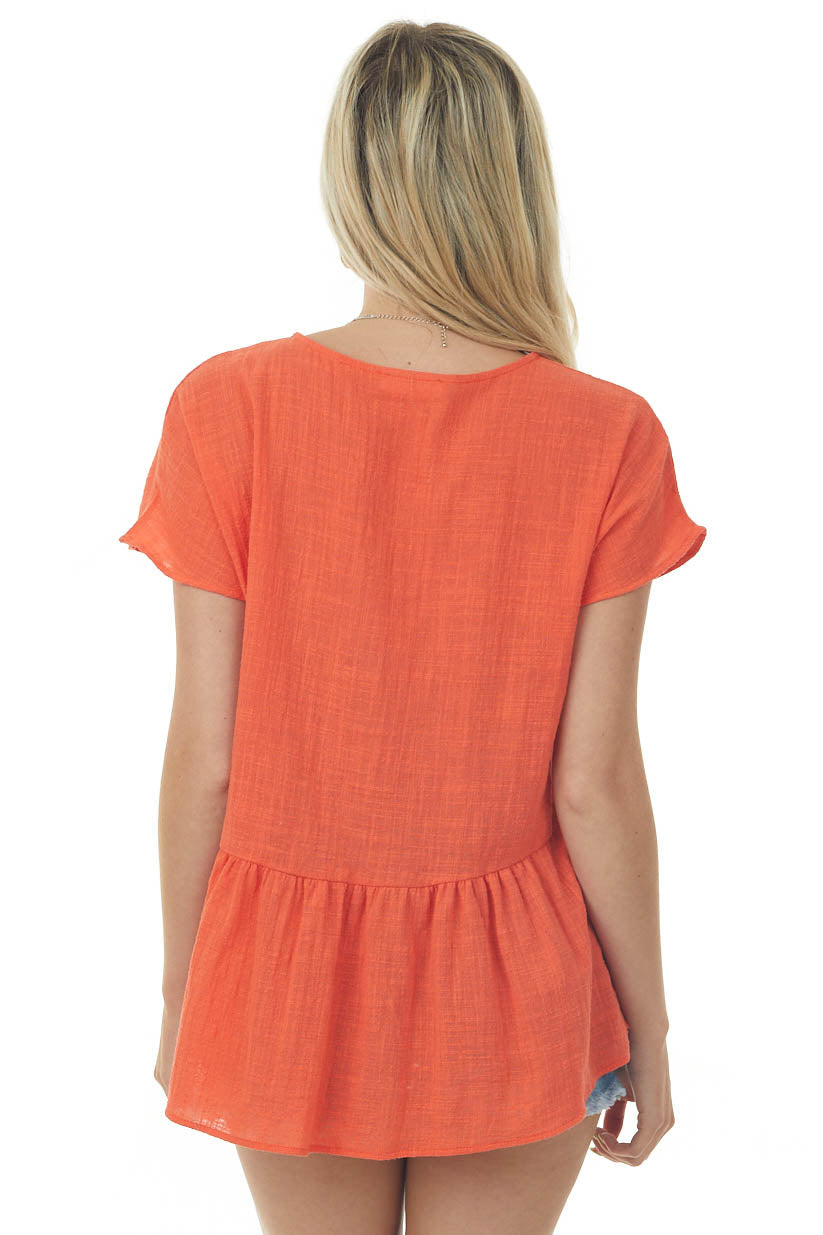 Fire V Neck Kimono Sleeve Drop Waist Woven Top