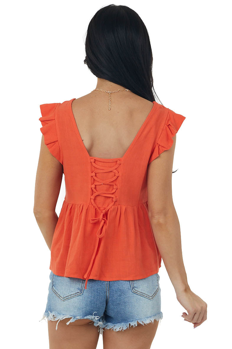 Fire V Neck Strappy Back Detail Woven Top
