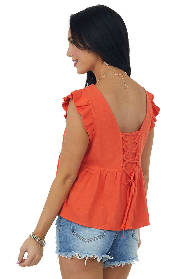 Fire V Neck Strappy Back Detail Woven Top