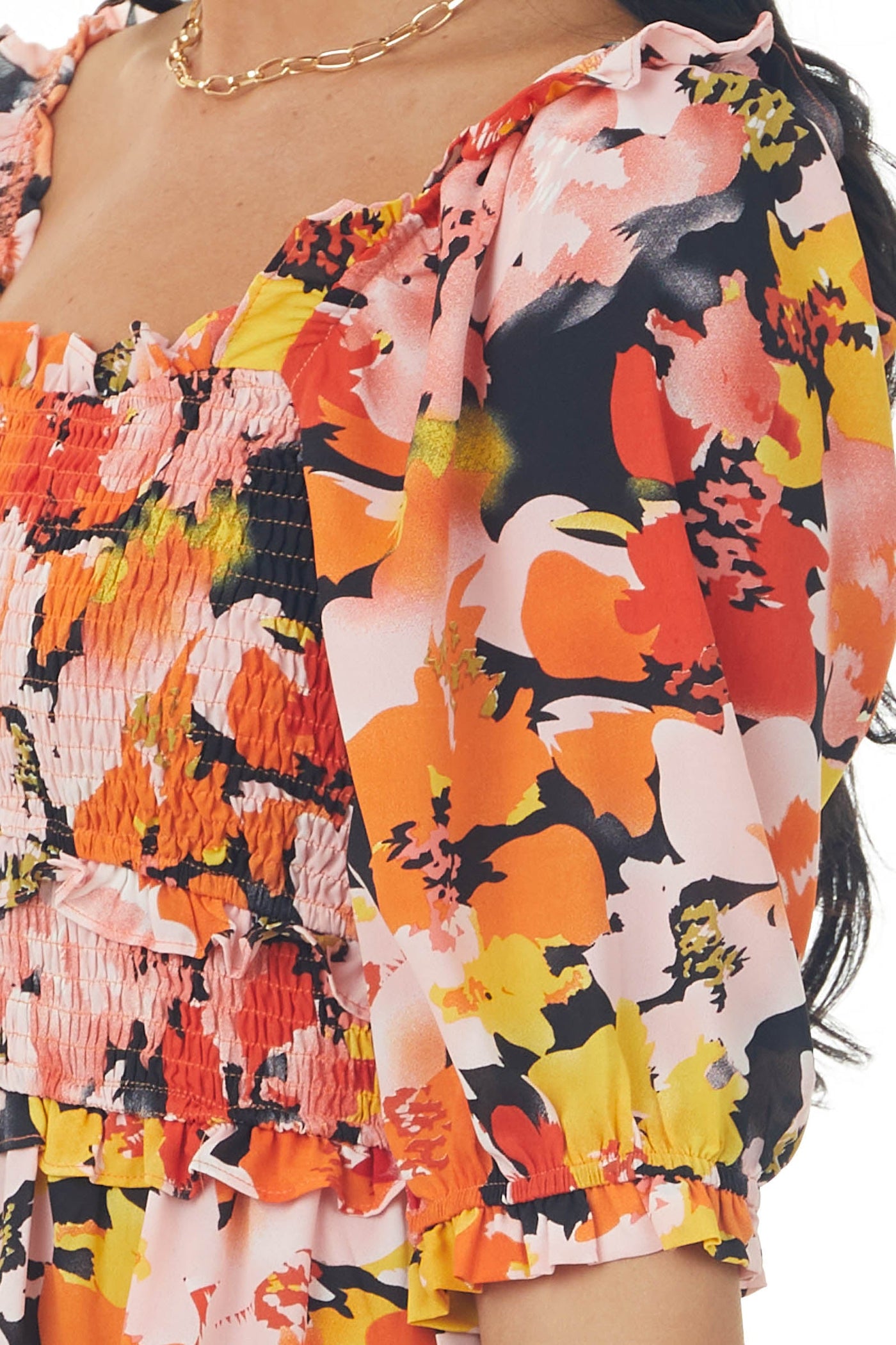 Fire and Blush Floral Print Woven Short Dress