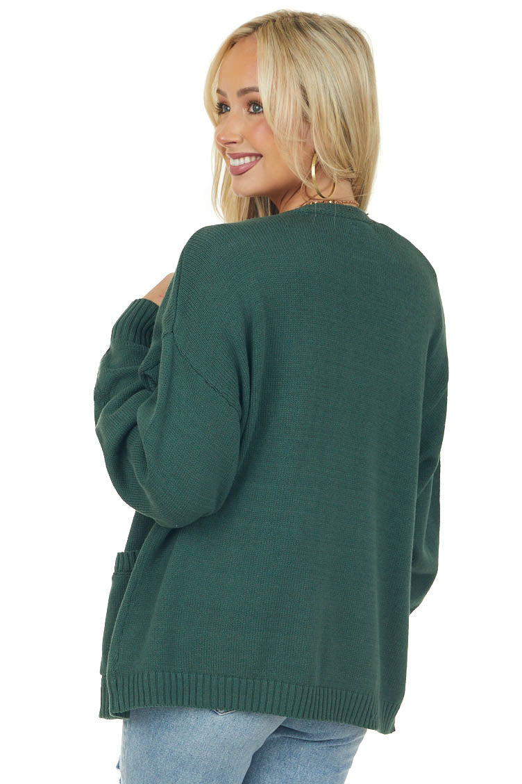 Forest Bubble Sleeve Cardigan with Pockets