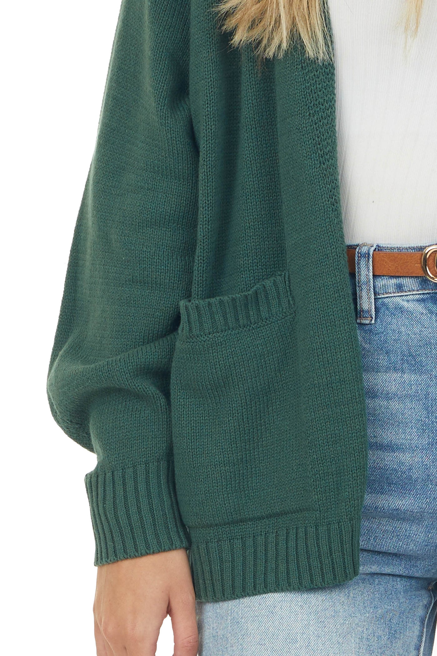 Forest Bubble Sleeve Cardigan with Pockets