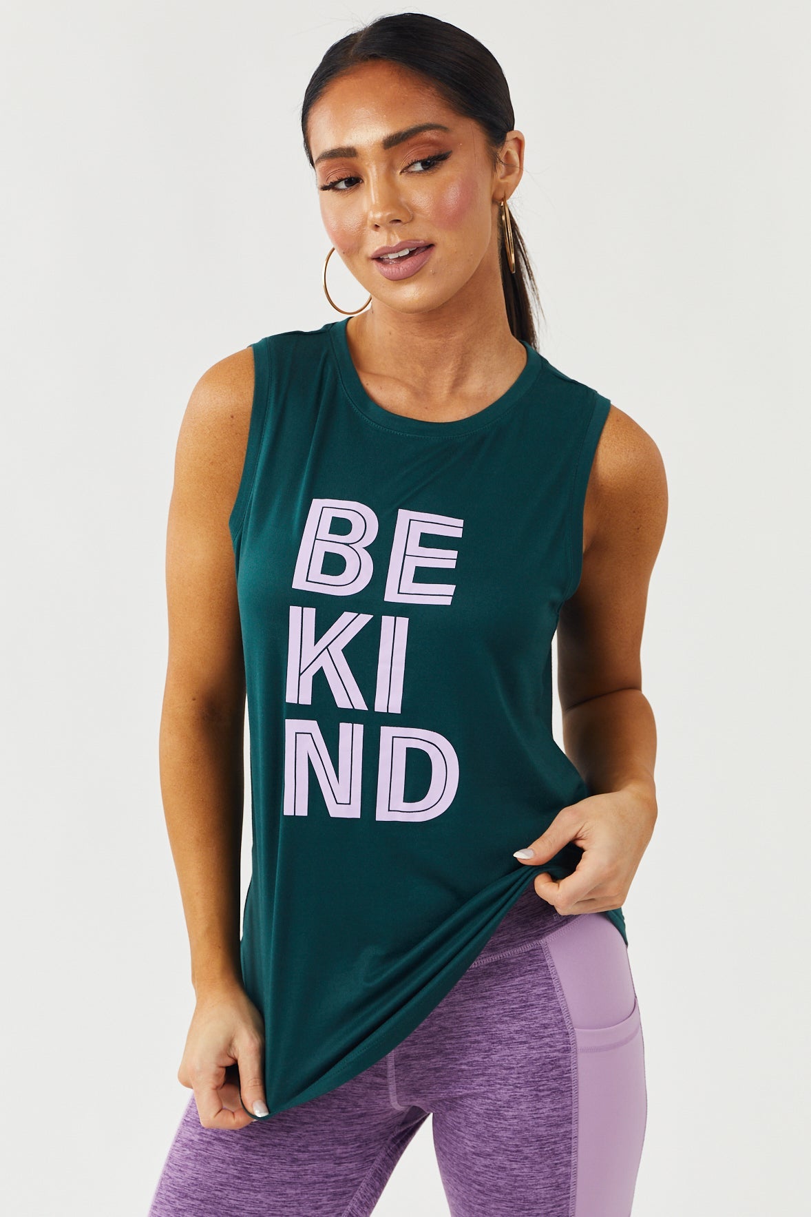 Forest Green 'Be Kind' Graphic Tank Top