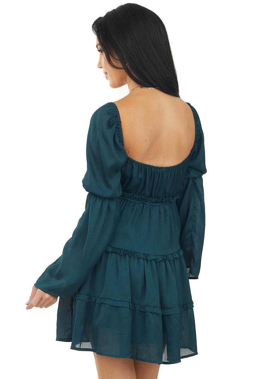 Forest Green Ruffle Tiered Mini Dress