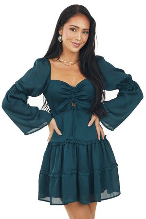 Forest Green Ruffle Tiered Mini Dress