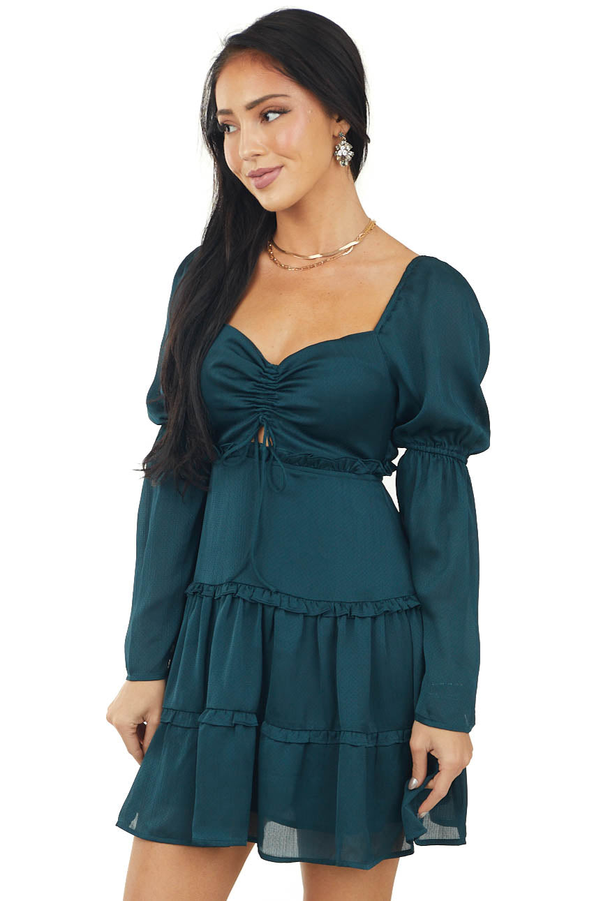 Forest Green Ruffle Tiered Mini Dress