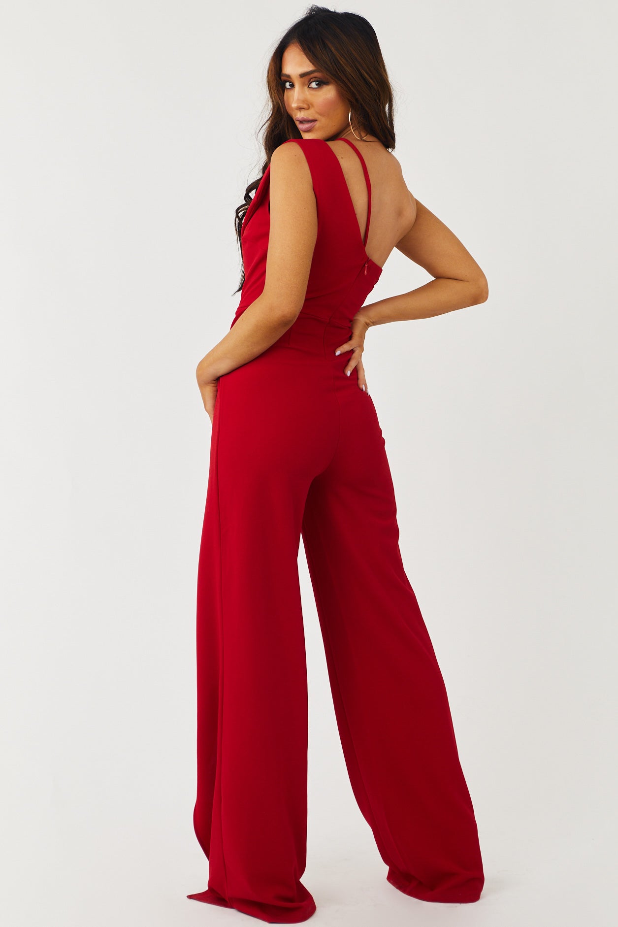 Gigi Cherry One Shoulder Overlay Jumpsuit