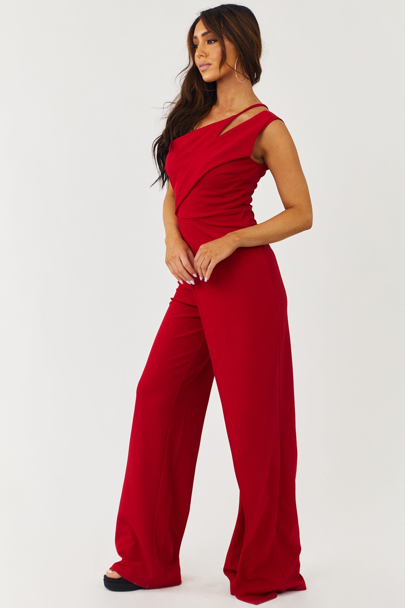 Gigi Cherry One Shoulder Overlay Jumpsuit