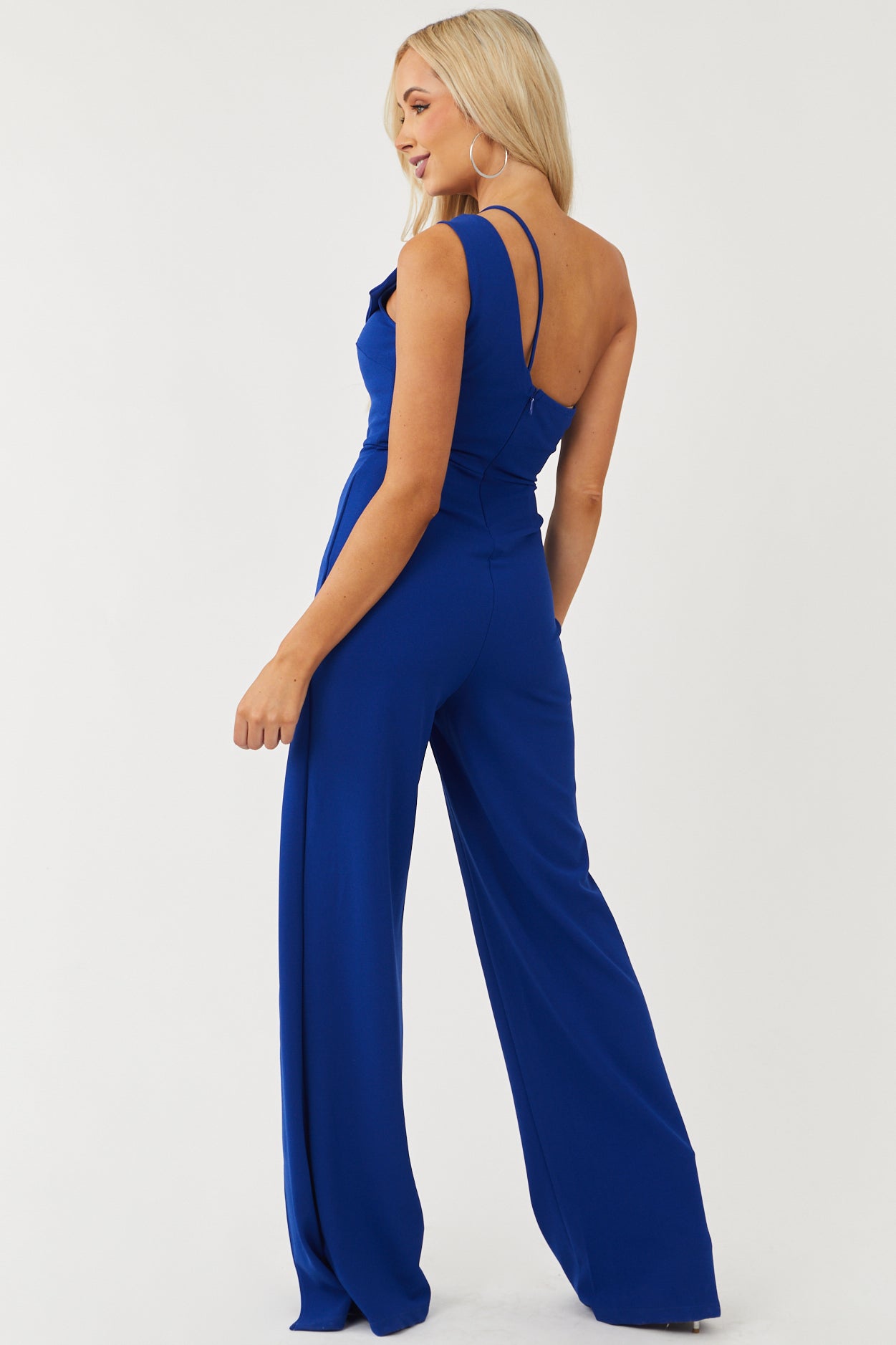 Gigi Royal Blue One Shoulder Overlay Jumpsuit