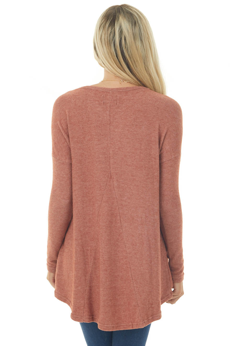 Ginger Brushed Knit Top with High Low Hemline