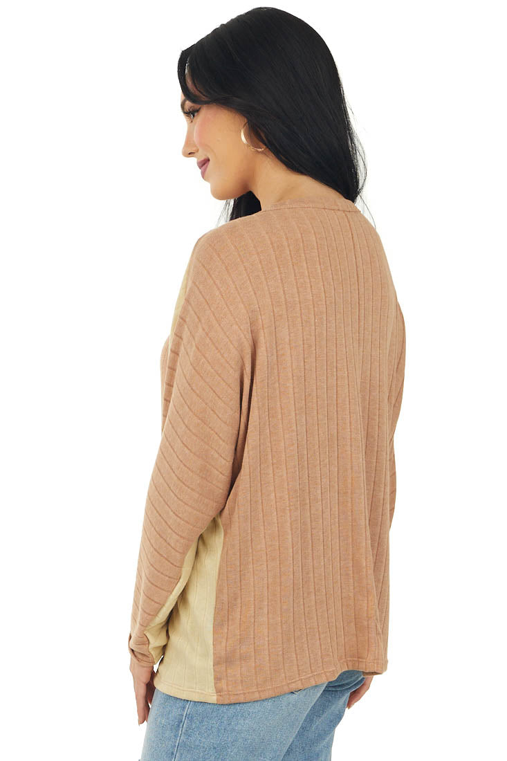 Ginger Colorblock Dolman Sleeve Ribbed Top