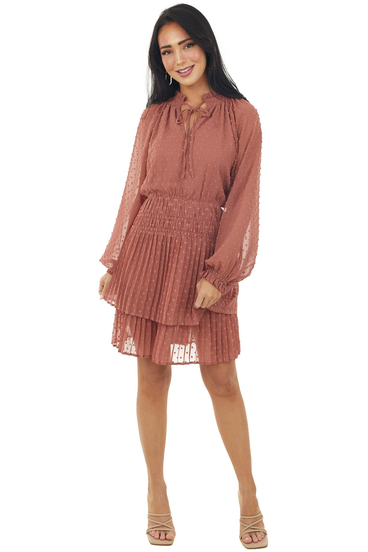 Ginger Swiss Dot Accordion Skirt Peasant Dress