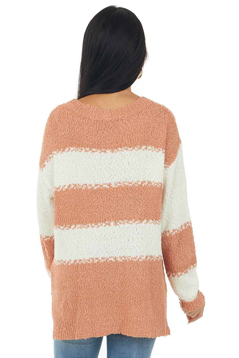 Ginger and Cream Striped Loose Fit Sweater