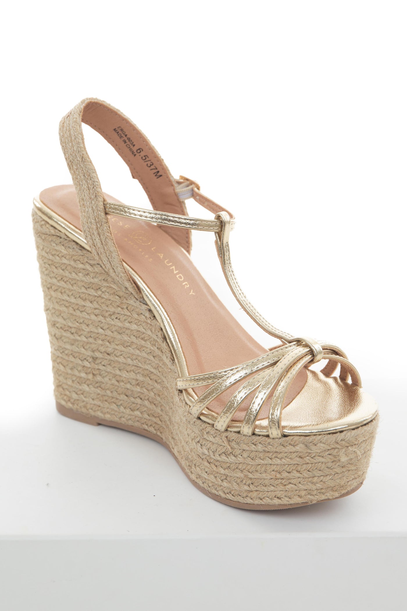 Gold Strappy Espadrille Platform Wedges