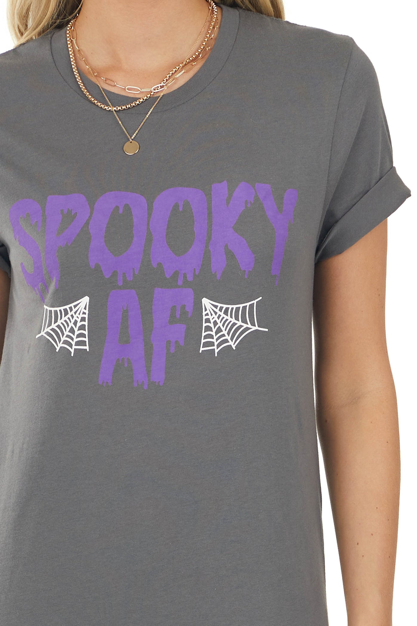 Graphite 'Spooky AF' Spider Web Graphic Tee