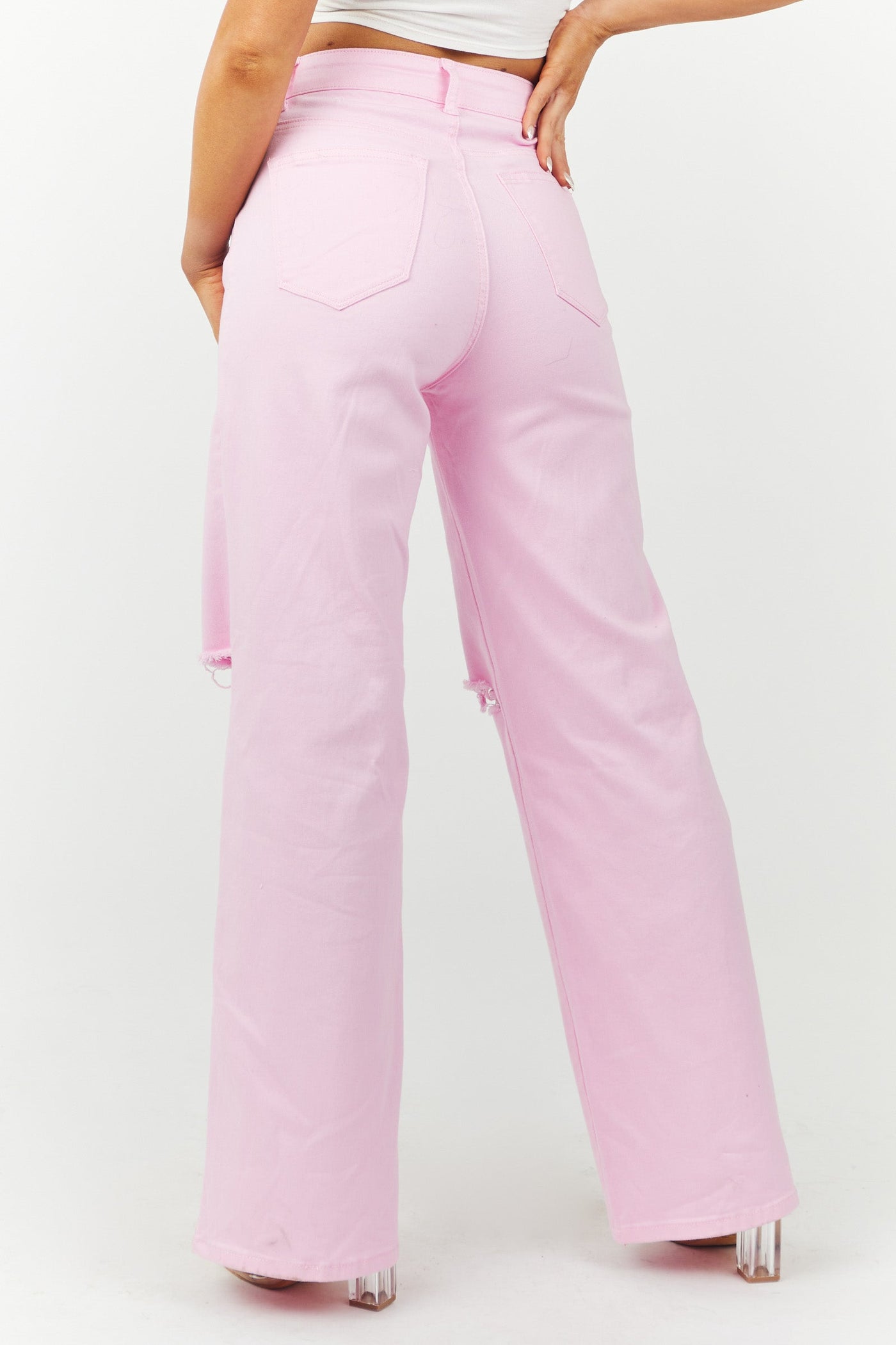 Harper Bubblegum Wide Leg Jeans
