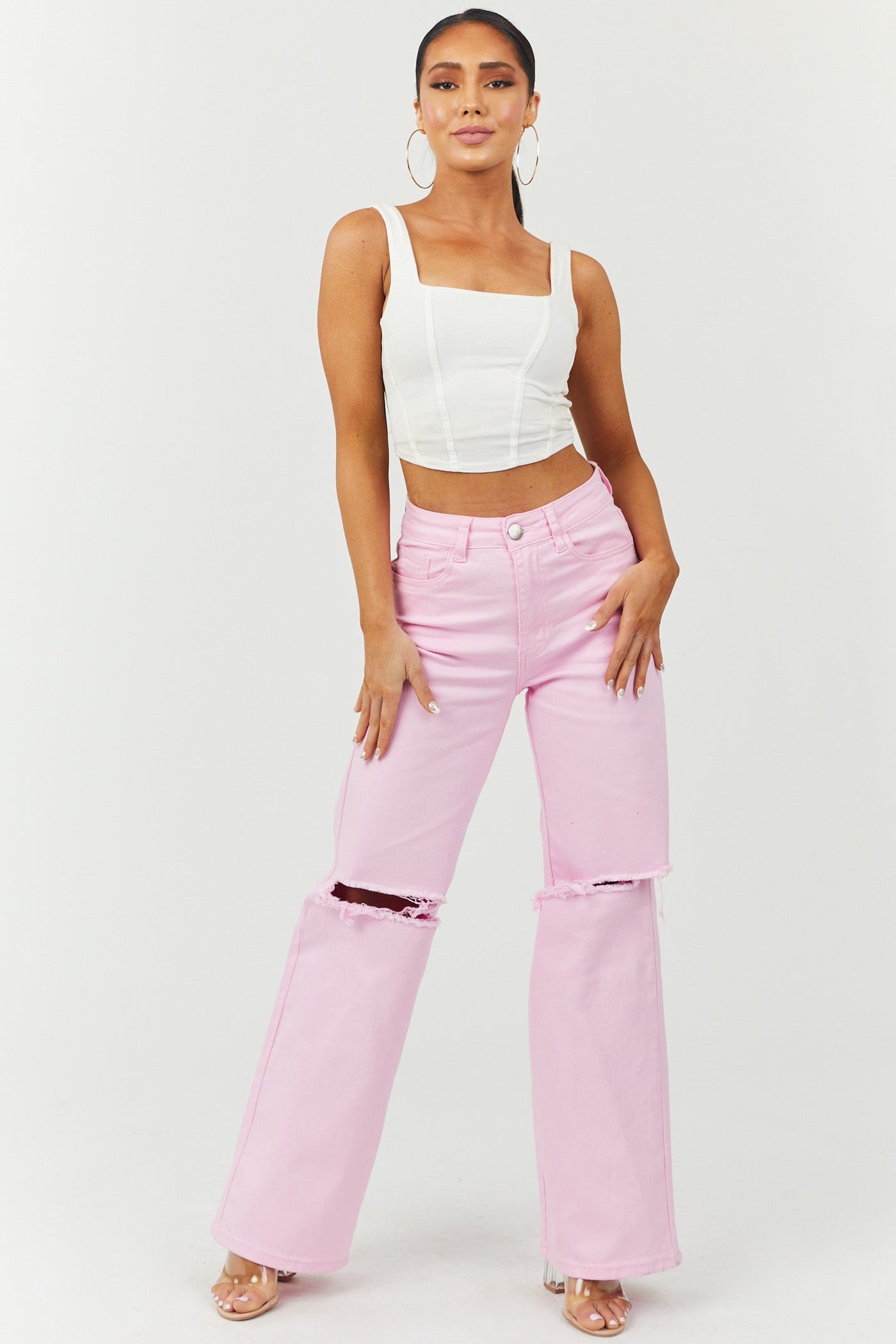 Harper Bubblegum Wide Leg Jeans