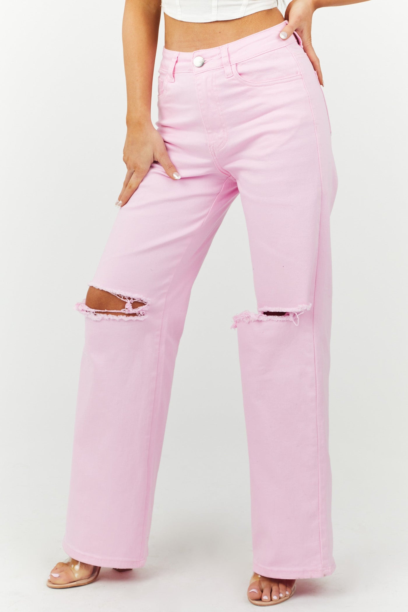 Harper Bubblegum Wide Leg Jeans