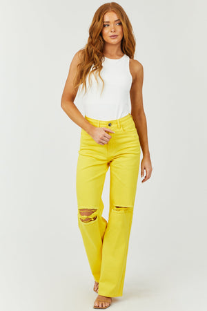 Harper Golden Yellow Wide Leg Jeans