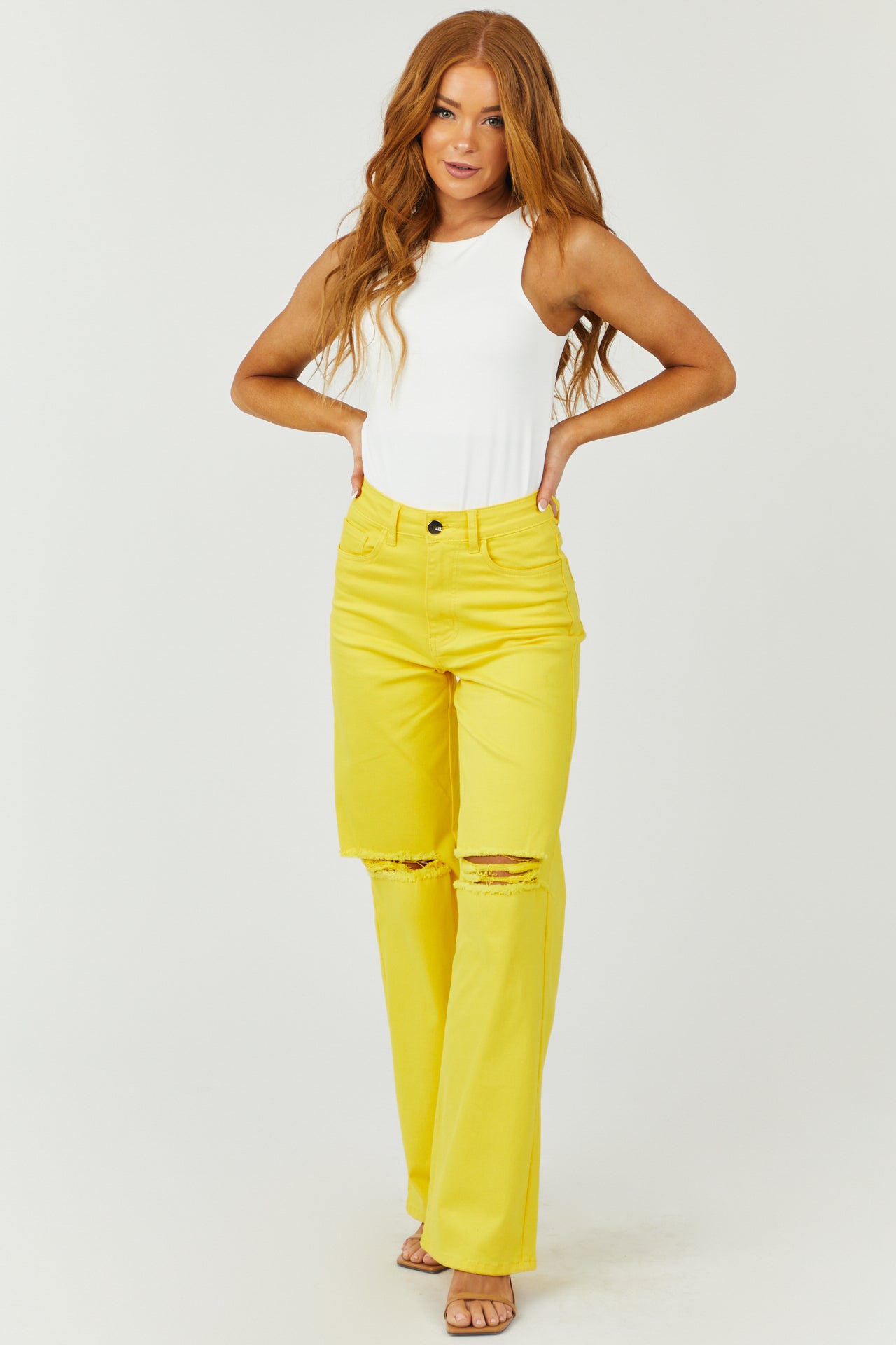 Harper Golden Yellow Wide Leg Jeans