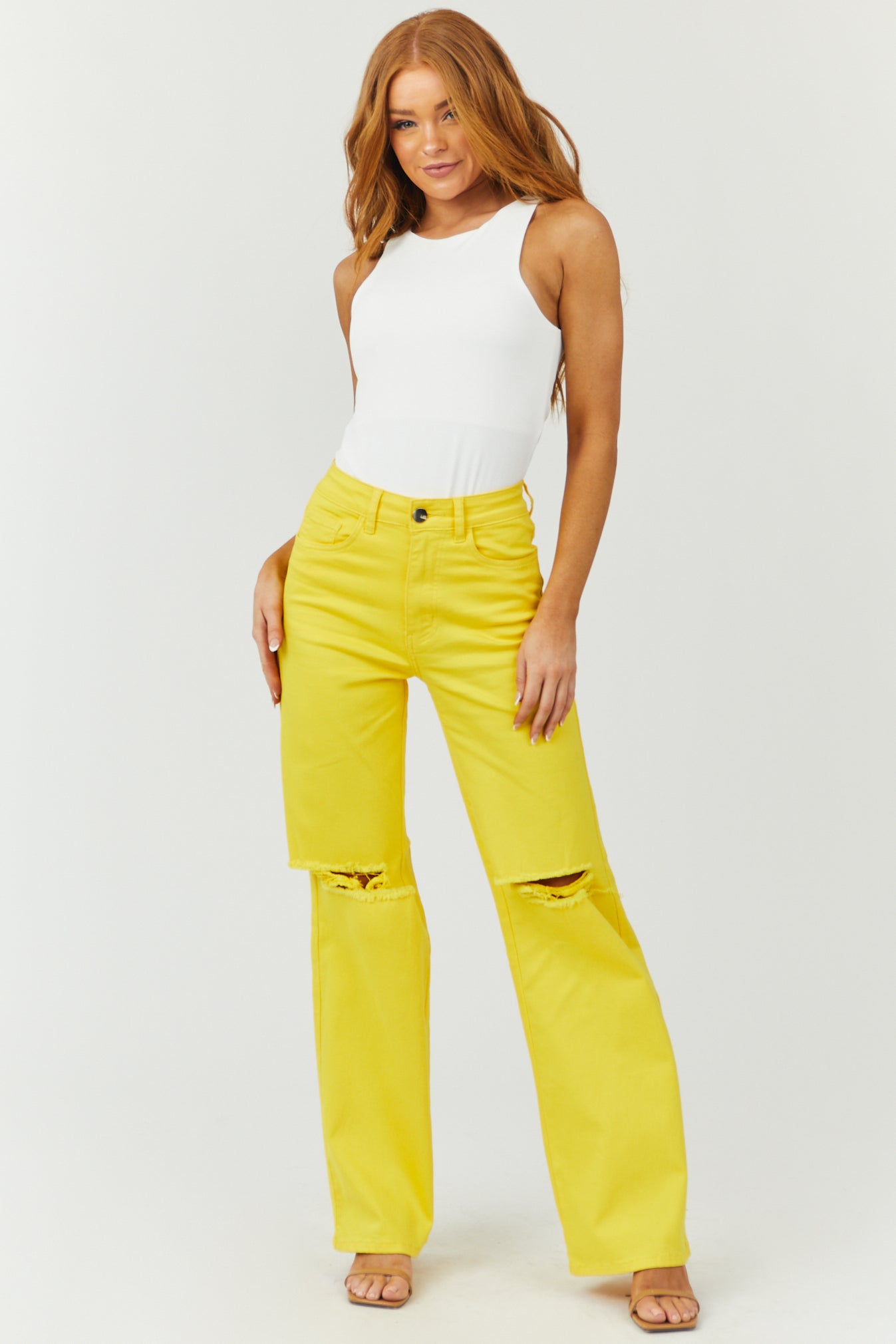 Harper Golden Yellow Wide Leg Jeans
