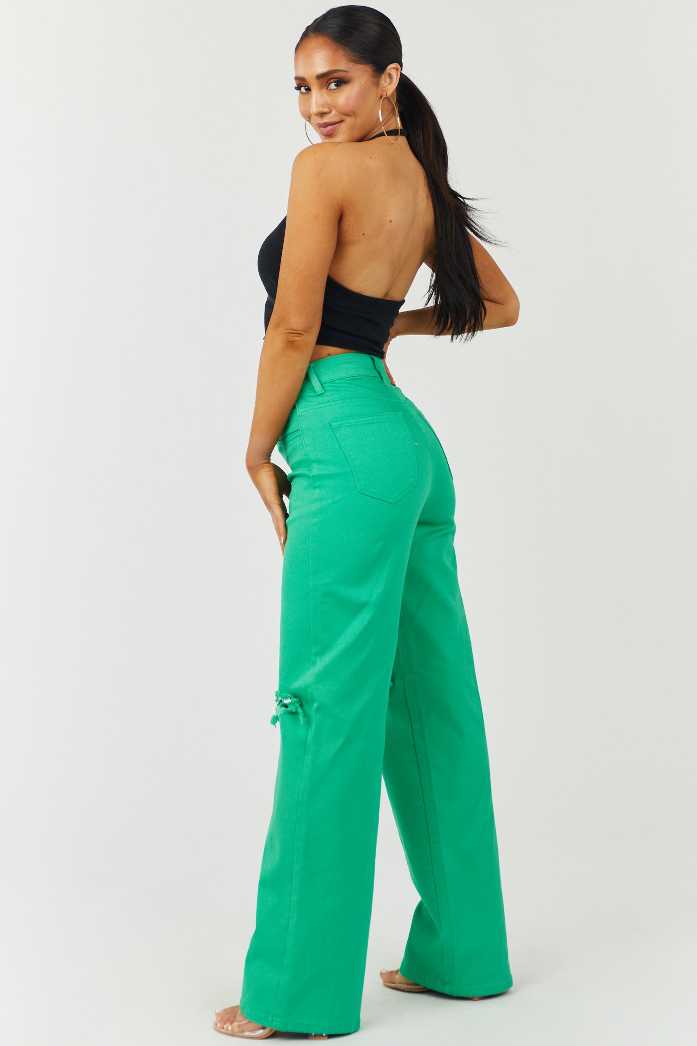 Harper Kelly Green Wide Leg Jeans