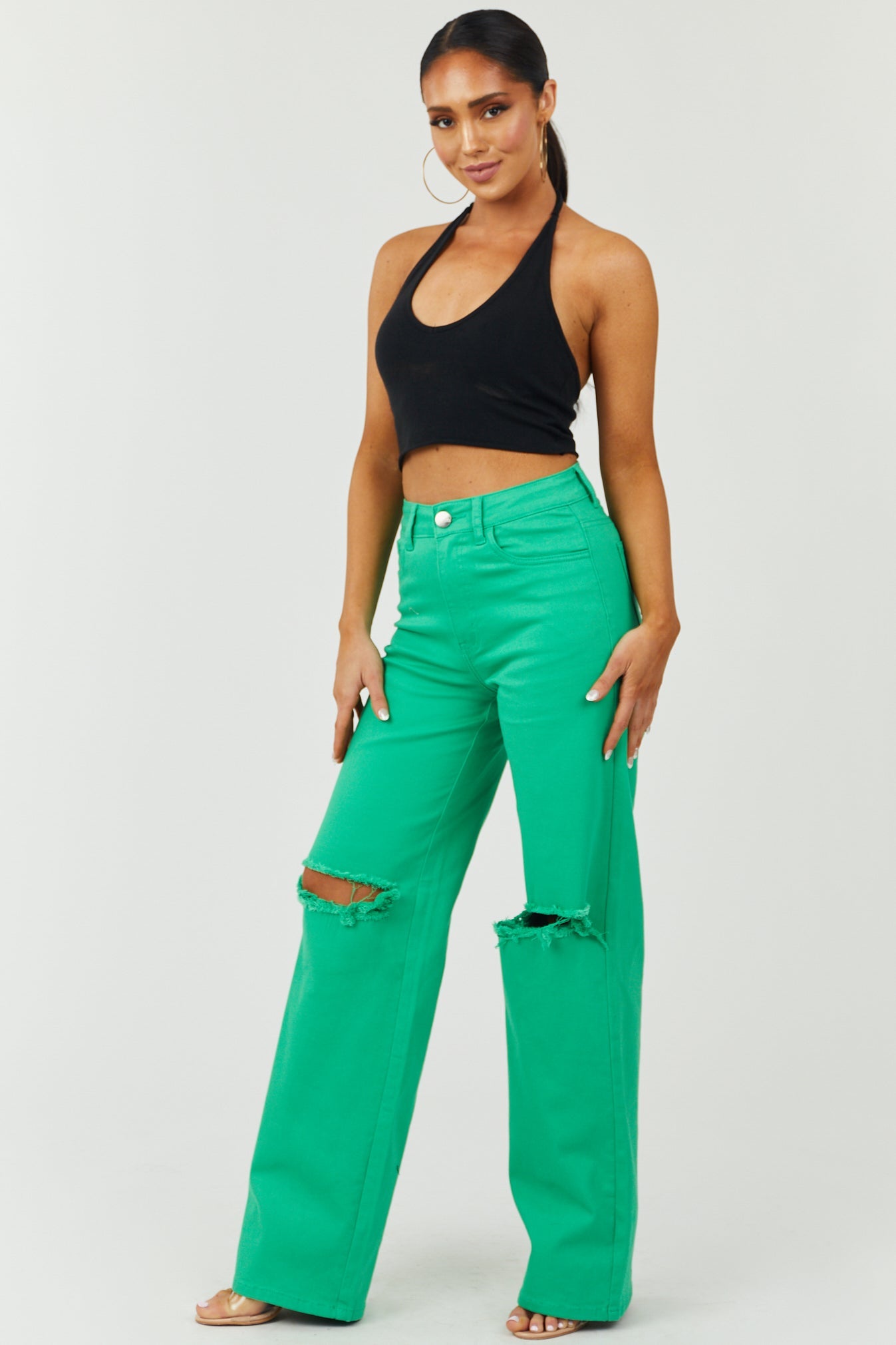 Harper Kelly Green Wide Leg Jeans