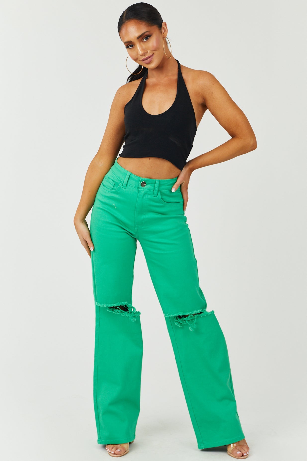 Harper Kelly Green Wide Leg Jeans