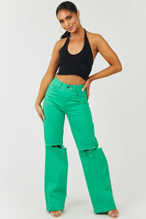 Harper Kelly Green Wide Leg Jeans