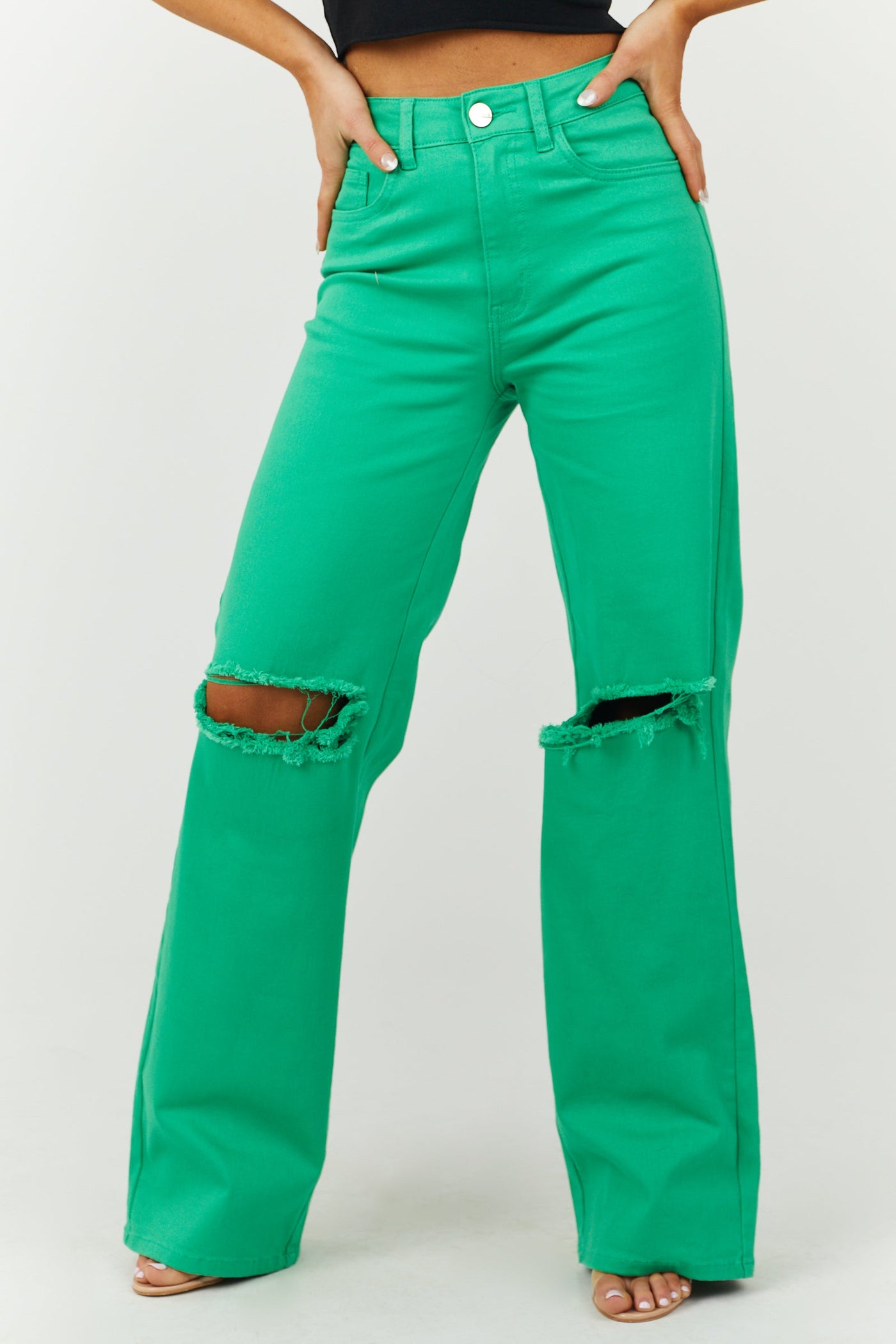 Harper Kelly Green Wide Leg Jeans