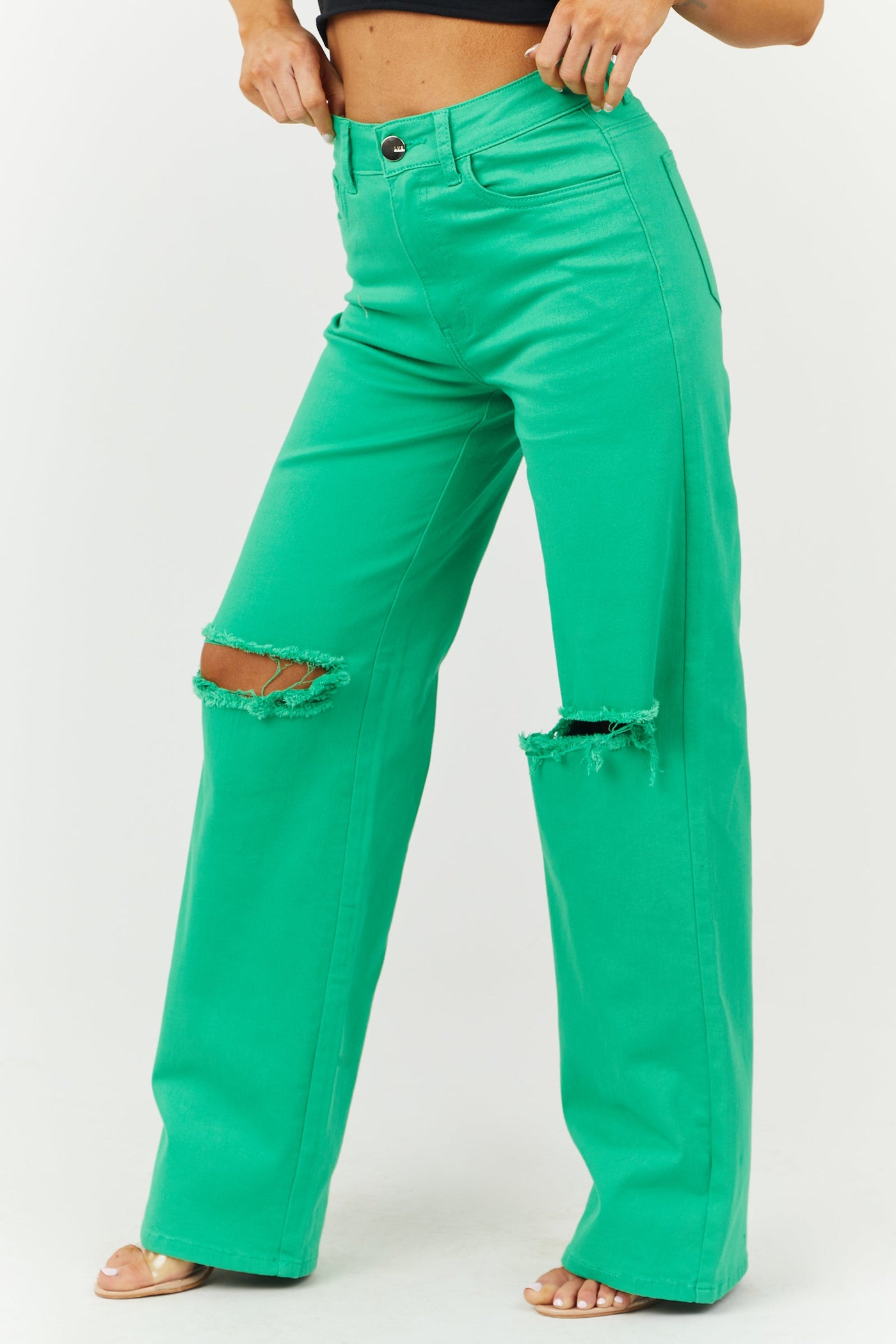 Harper Kelly Green Wide Leg Jeans