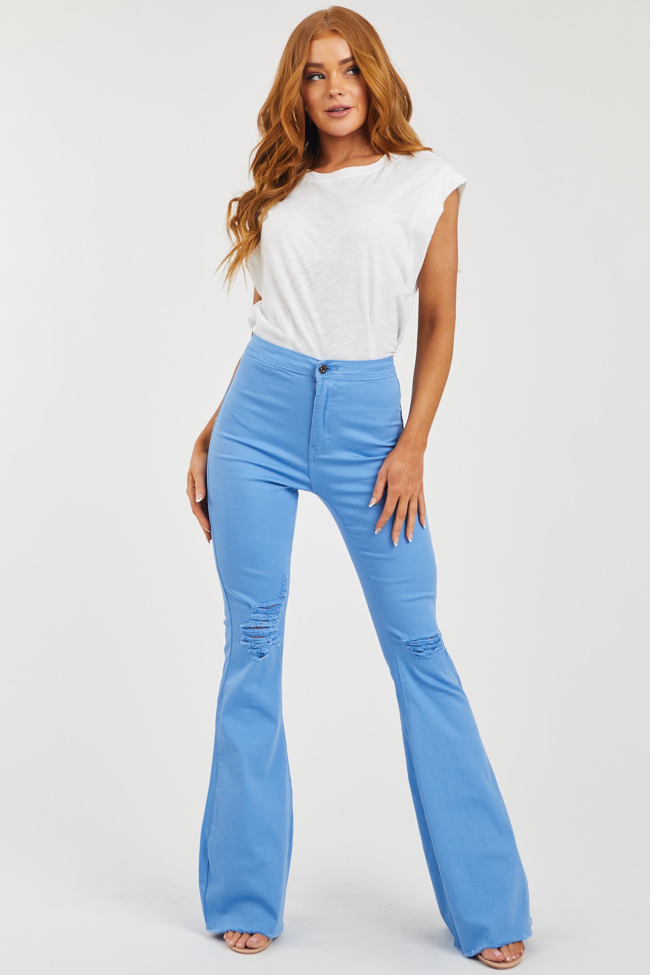 Hazel Cornflower High Rise Flare Jeans
