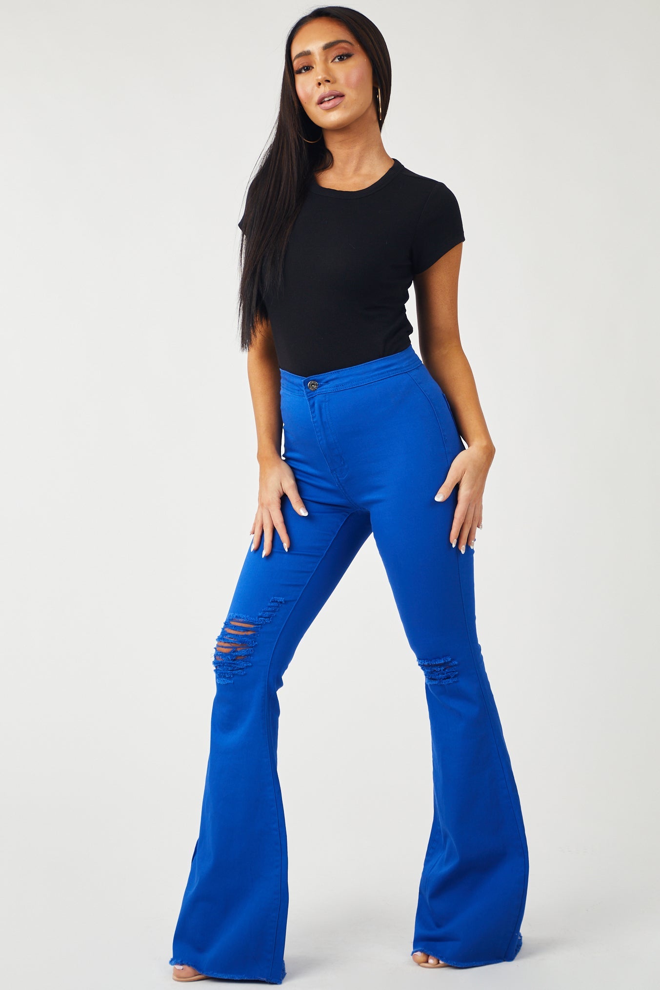 Hazel Royal Blue High Rise Flare Jeans