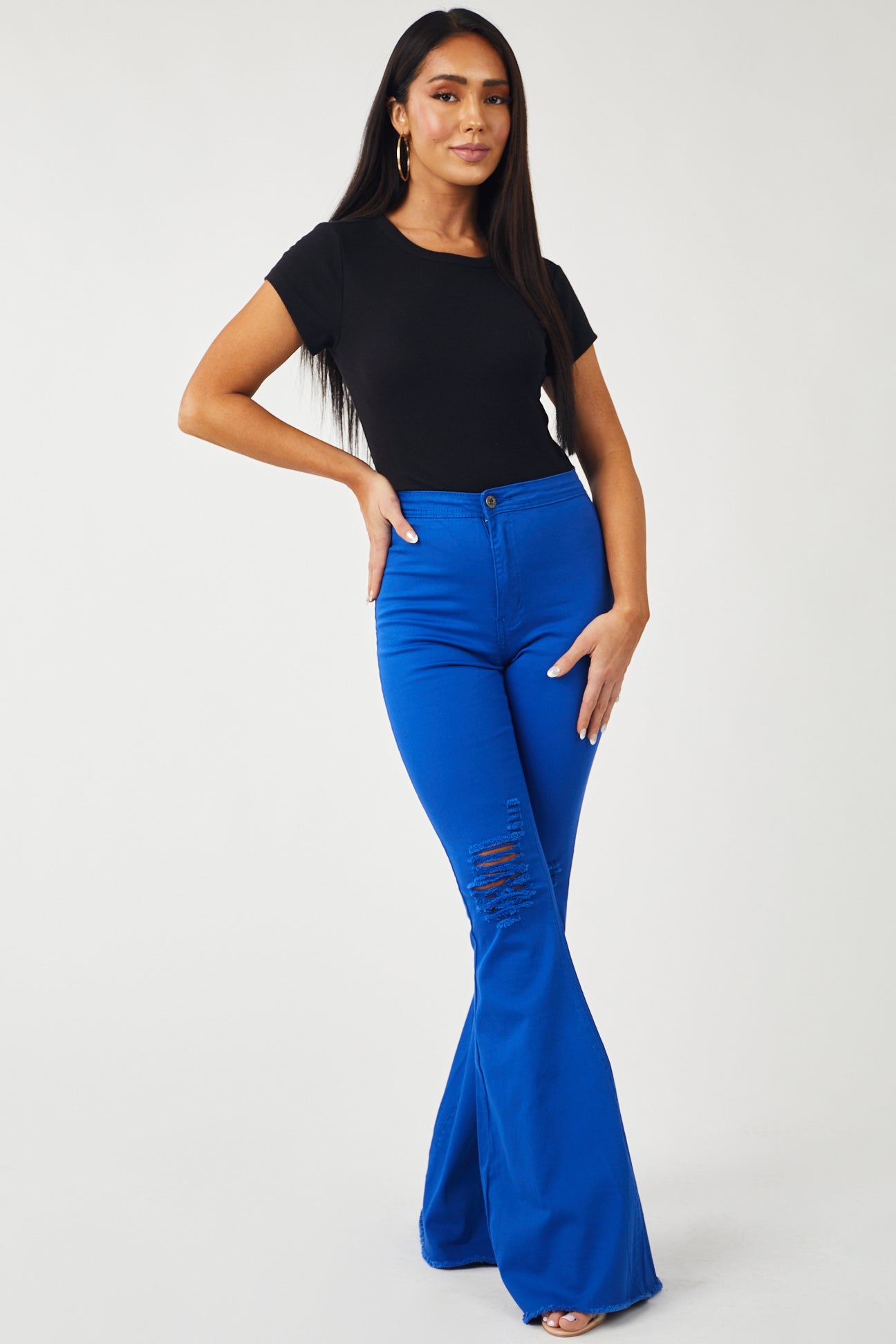 Hazel Royal Blue High Rise Flare Jeans