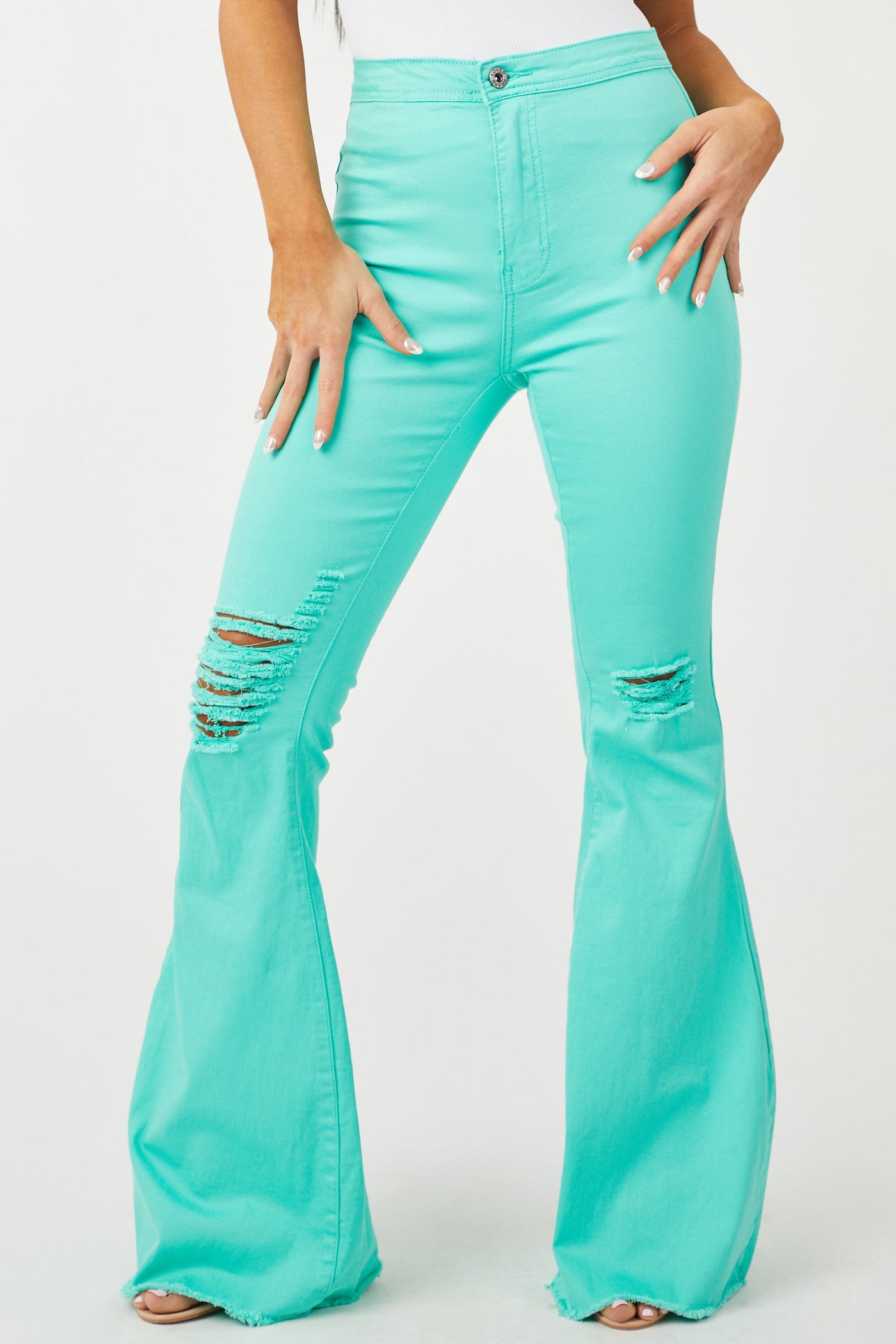 Hazel Seafoam High Rise Flare Jeans