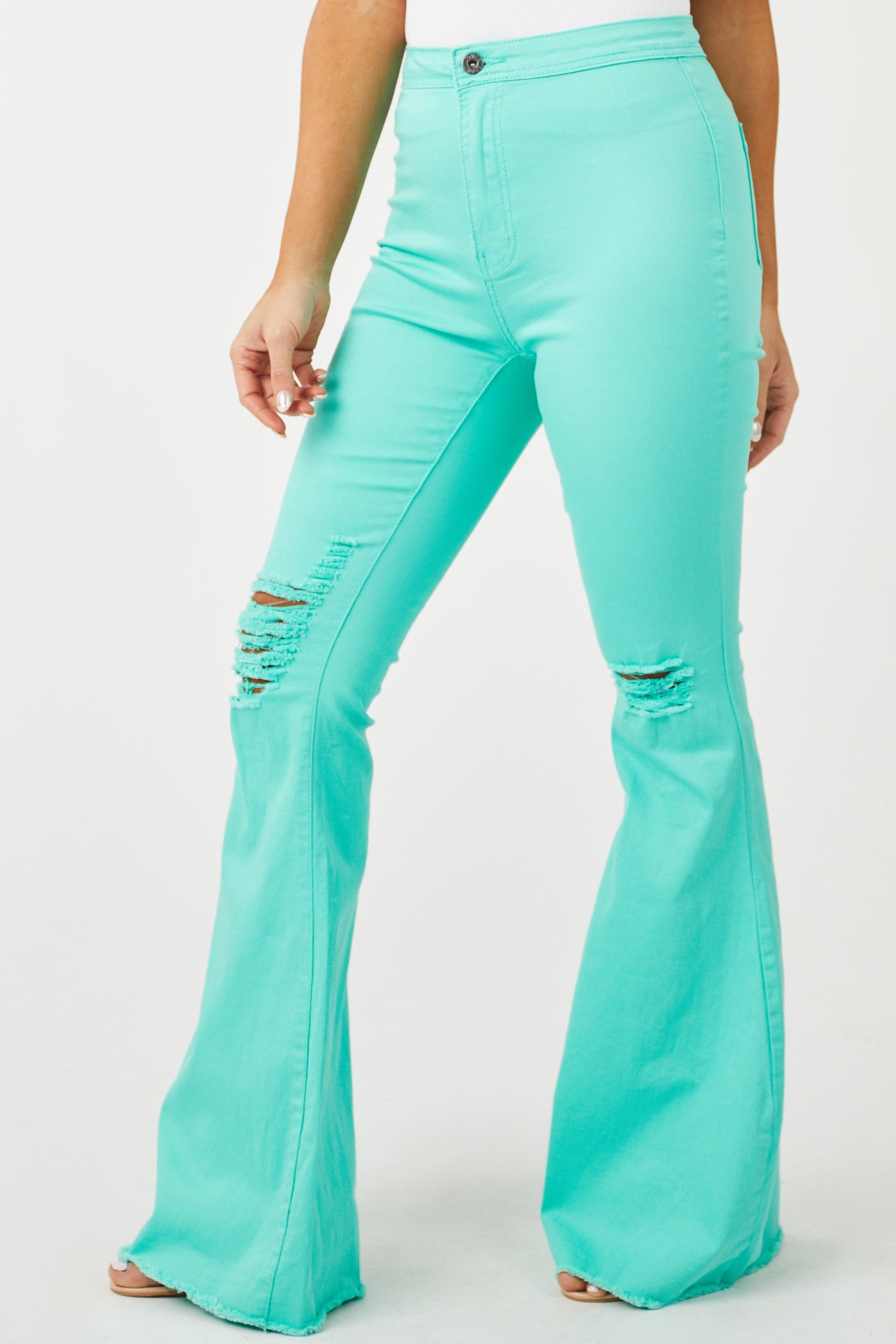 Hazel Seafoam High Rise Flare Jeans