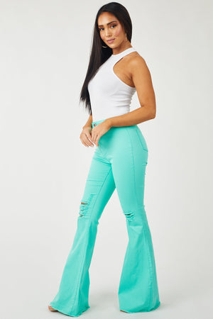 Hazel Seafoam High Rise Flare Jeans