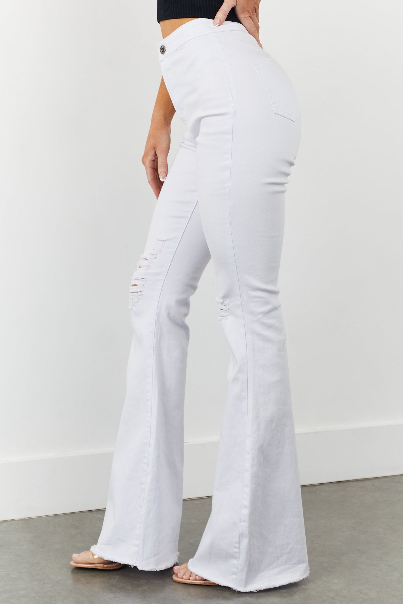 Hazel White High Rise Flare Jeans