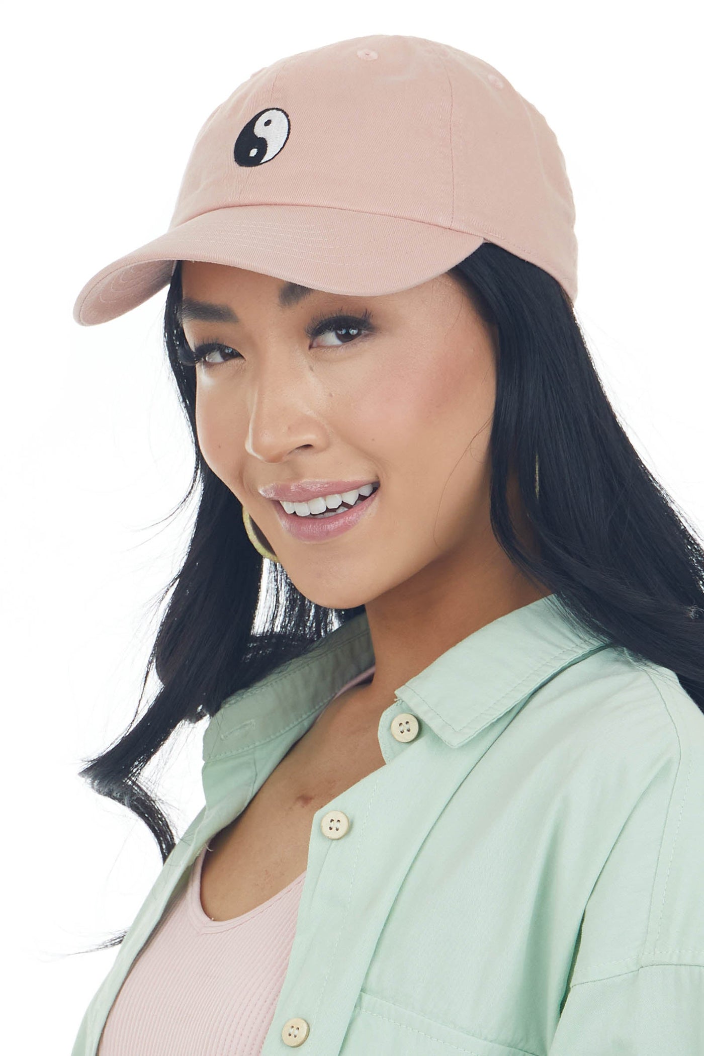 Hazy Blush Yin Yang Embroidered Baseball Cap
